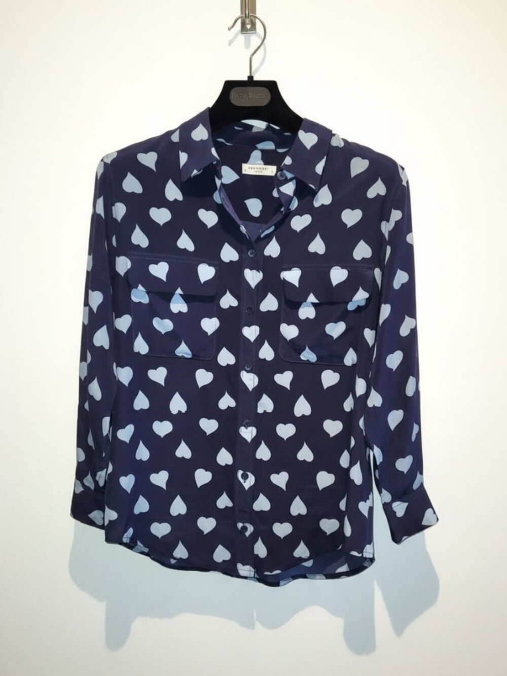 Equipment Heart Print 100% Silk Button Down Shirt Size S